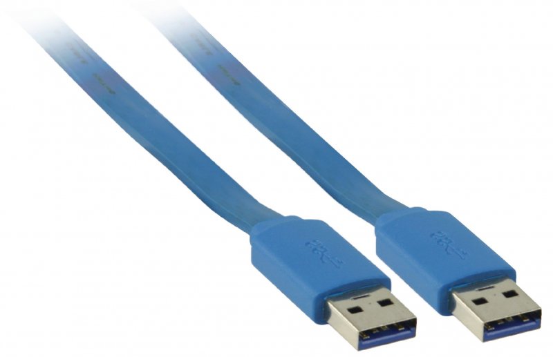 Kabel USB 3.0 USB A Zástrčka - USB A Zástrčka Plochý 2.00 m Modrá - obrázek č. 1