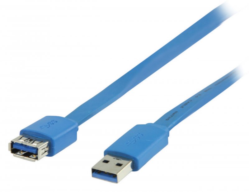 Prodlužovací Kabel USB 3.0 USB A Zástrčka - USB A Zásuvka Plochý 2.00 m Modrá - obrázek produktu