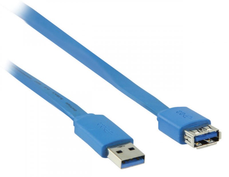Prodlužovací Kabel USB 3.0 USB A Zástrčka - USB A Zásuvka Plochý 2.00 m Modrá - obrázek č. 1