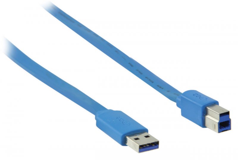 Kabel USB 3.0 USB A Zástrčka - USB-B Male Plochý 2.00 m Modrá - obrázek č. 1