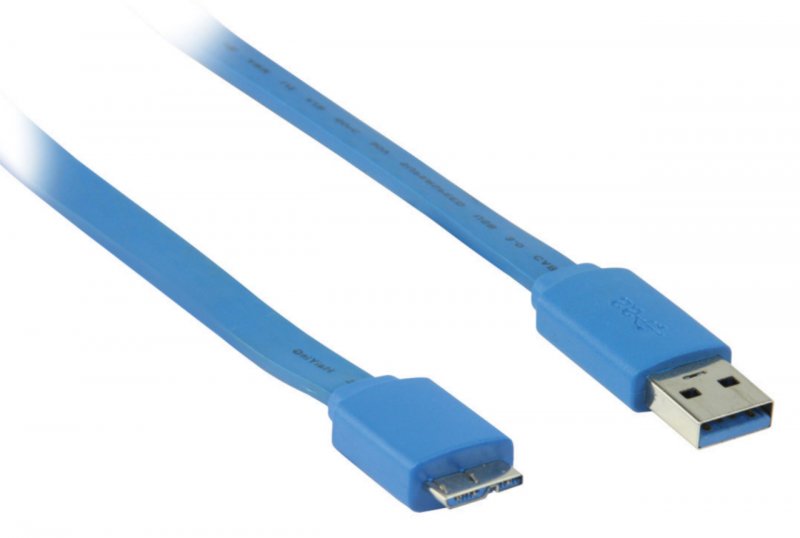 Kabel USB 3.0 USB A Zástrčka - Micro B Zástrčka Plochý 2.00 m Modrá - obrázek č. 1