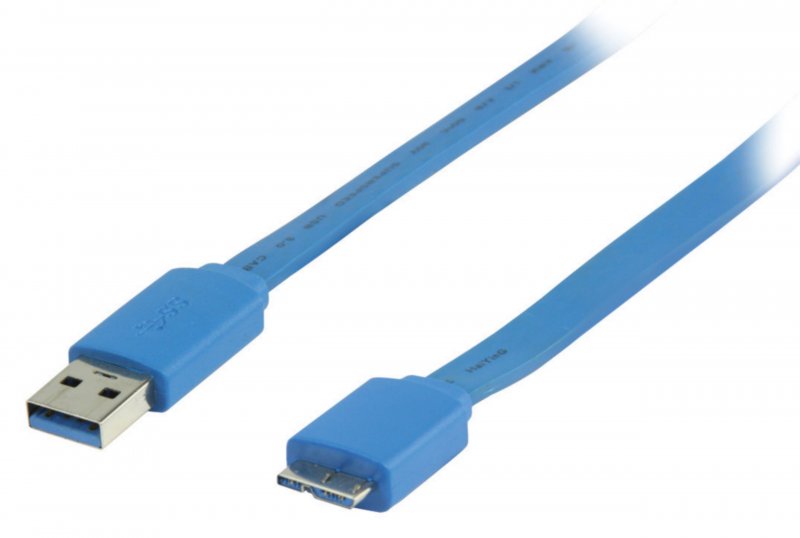 Kabel USB 3.0 USB A Zástrčka - Micro B Zástrčka Plochý 2.00 m Modrá - obrázek produktu