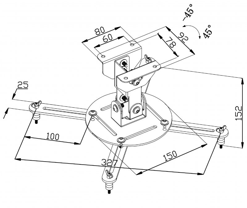 Stropní Držák Projektoru Full Motion 10 kg Černá - obrázek č. 5