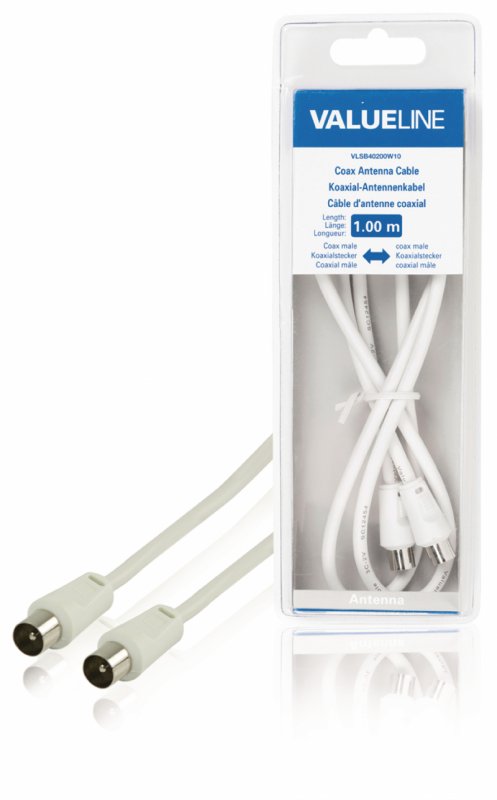 Koaxiální Kabel 90 dB Koax Zástrčka - Koax Zástrčka 1.00 m Bílá - obrázek produktu