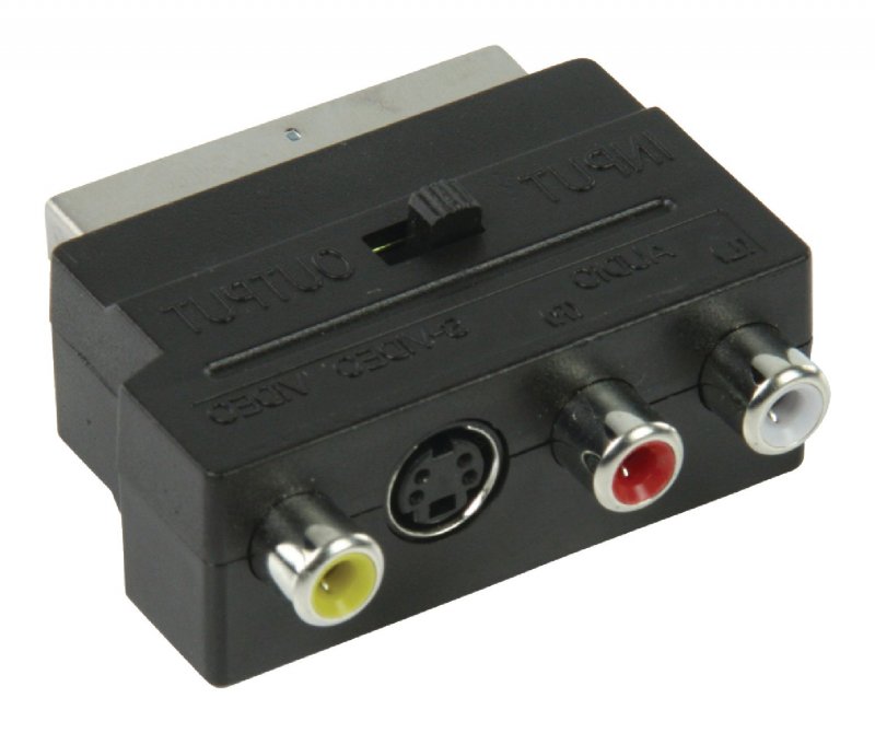 Adaptér SCART Vyměnitelný SCART Zástrčka - S-Video Zásuvka + 3x RCA Zásuvka Černá - obrázek č. 2