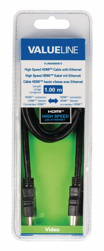 High Speed HDMI Kabel s Ethernetem HDMI Konektor - HDMI Konektor 1.00 m Černá - obrázek č. 3