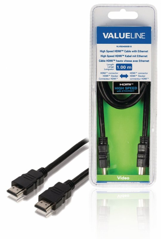 High Speed HDMI Kabel s Ethernetem HDMI Konektor - HDMI Konektor 1.00 m Černá - obrázek produktu