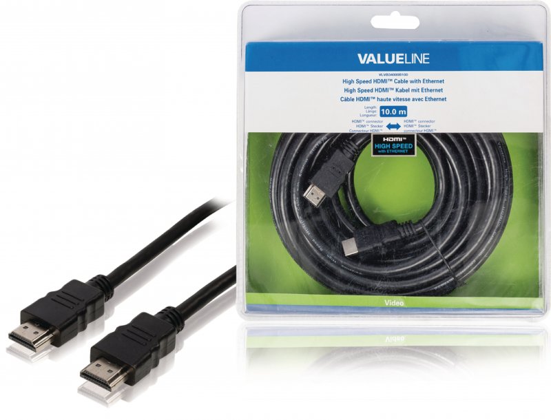 High Speed HDMI Kabel s Ethernetem HDMI Konektor - HDMI Konektor 10.0 m Černá - obrázek produktu