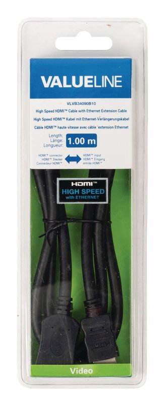 High Speed HDMI Kabel s Ethernetem HDMI Konektor - HDMI Zásuvka 1.00 m Černá - obrázek č. 3