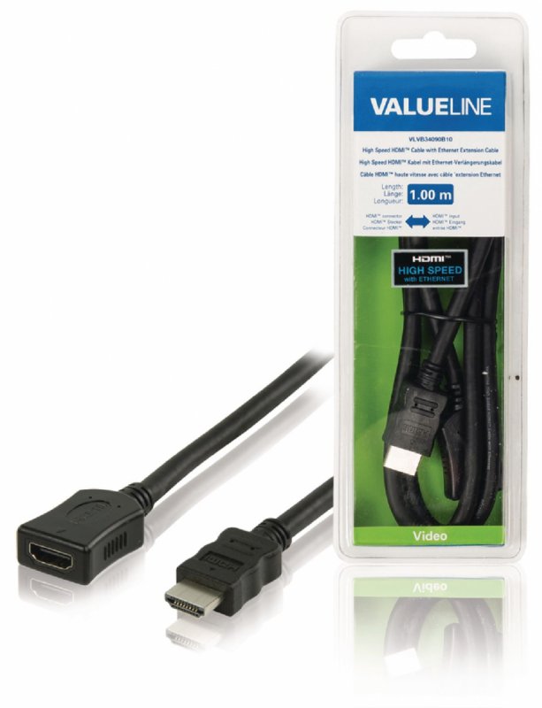 High Speed HDMI Kabel s Ethernetem HDMI Konektor - HDMI Zásuvka 1.00 m Černá - obrázek produktu