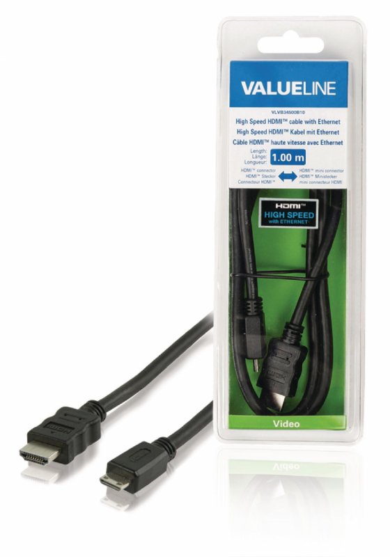 High Speed HDMI Kabel s Ethernetem HDMI Konektor - HDMI Mini Konektor 1.00 m Černá - obrázek produktu