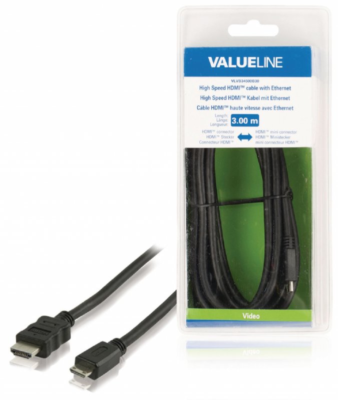 High Speed HDMI Kabel s Ethernetem HDMI Konektor - HDMI Mini Konektor 3.00 m Černá - obrázek produktu