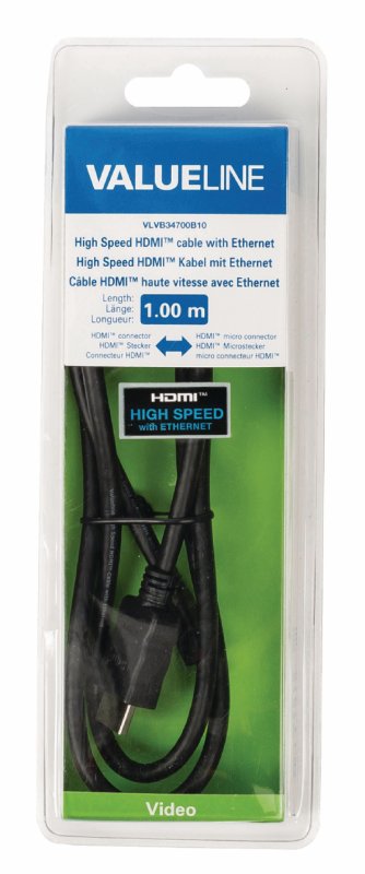High Speed HDMI Kabel s Ethernetem HDMI Konektor - HDMI Micro Konektor 1.00 m Černá - obrázek č. 3