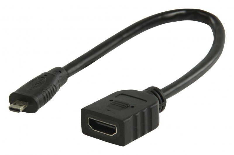 High Speed HDMI Kabel s Ethernetem HDMI Micro Konektor - HDMI Zásuvka 0.20 m Černá - obrázek č. 1