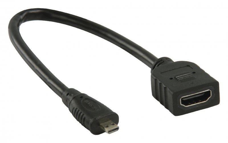 High Speed HDMI Kabel s Ethernetem HDMI Micro Konektor - HDMI Zásuvka 0.20 m Černá - obrázek č. 2
