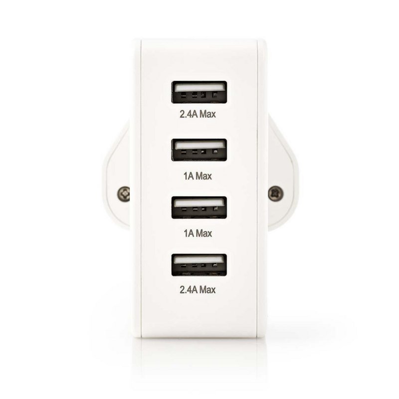 Síťová Nabíječka | 4.8 A | 4x USB | Bílá barva | UK Zástrčka - obrázek produktu