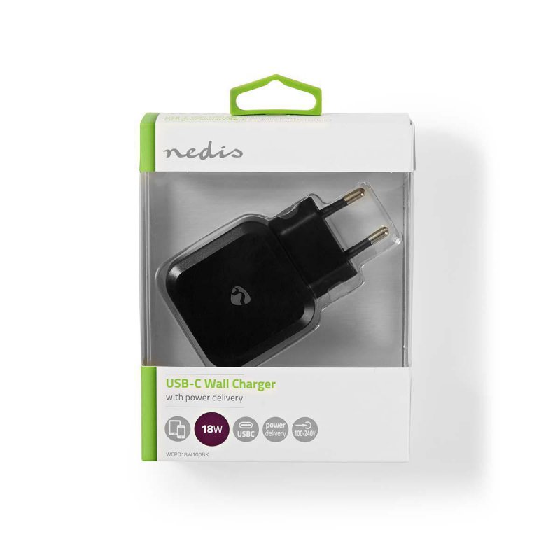 Nástěnná nabíječka | 3,0 A | USB-C | Power Delivery: 18 W | Černá barva - obrázek č. 4