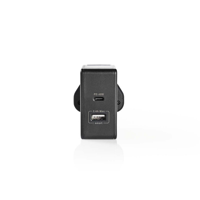 Nástěnná nabíječka | 3,0 A | USB / USB-C | Power Delivery: 45 W | Černá barva | UK Zástrčka - obrázek č. 1