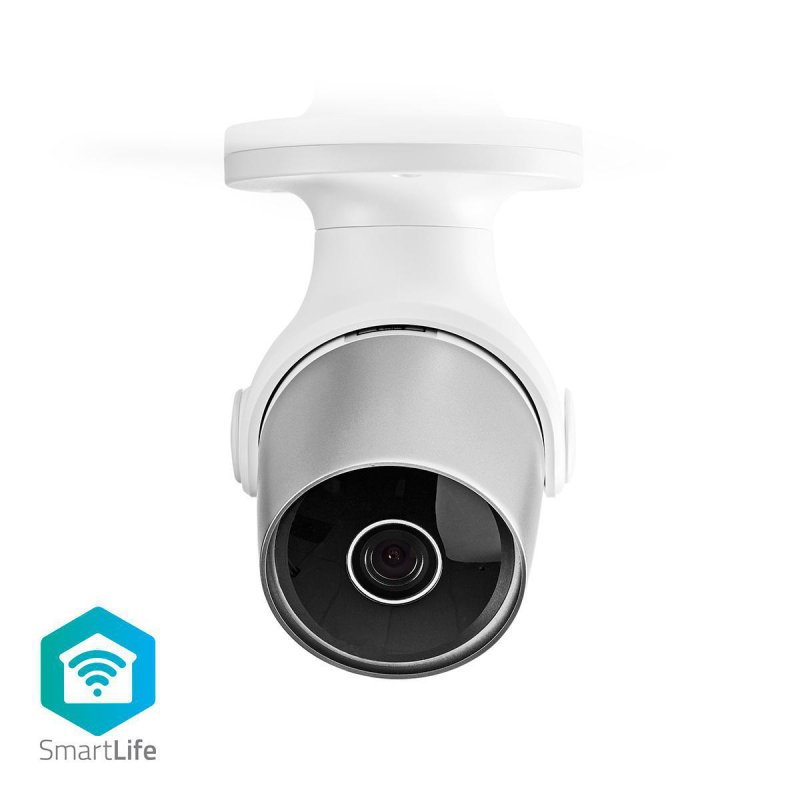 SmartLife Venkovní Kamera | Wi-Fi | HD 720p | IP65 | Interní 16 GB | 12 VDC | Noční vidění | Android™ & iOS | Bílá / Stříbrná - obrázek produktu