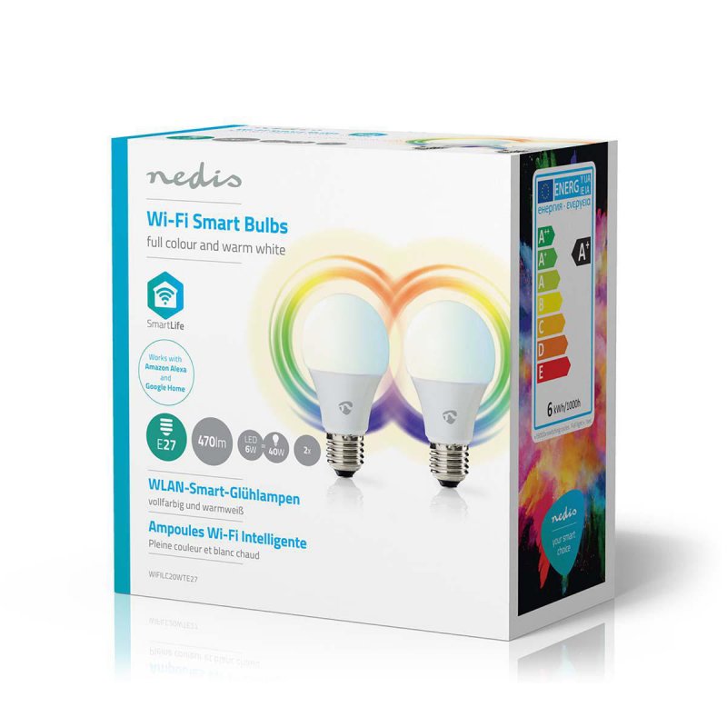 SmartLife Plnobarevná Žárovka | Wi-Fi | E27 | 470 lm | 6 W | RGB / Teplá Bílá | 2700 K | Android™ & iOS | A60 - obrázek č. 4