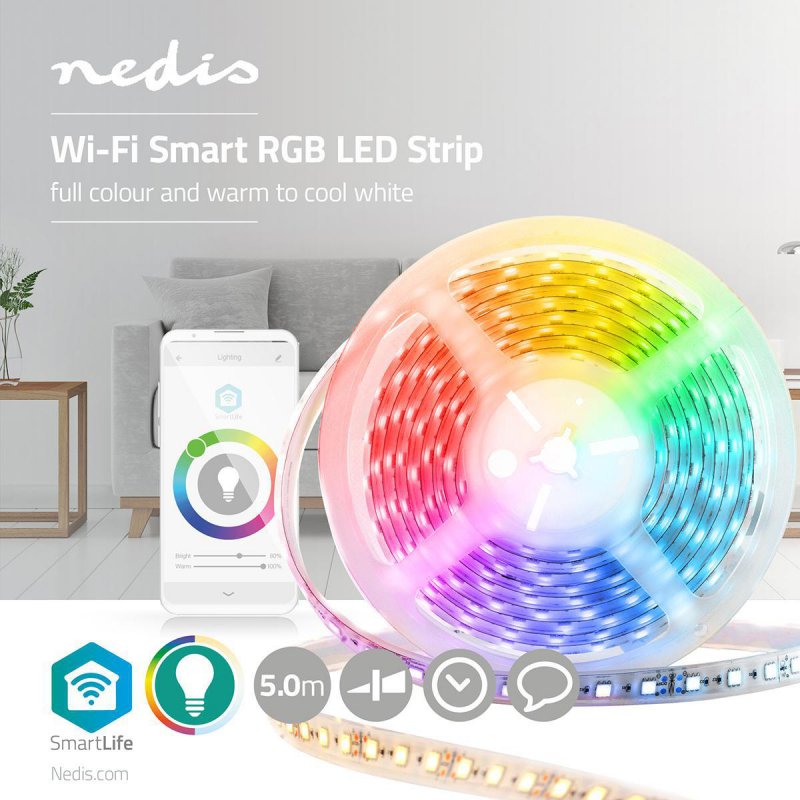 LED Pásek SmartLife | Wi-Fi | RGB / Studená Bílá / Teplá Bílá  WIFILS50CRGBW - obrázek č. 1