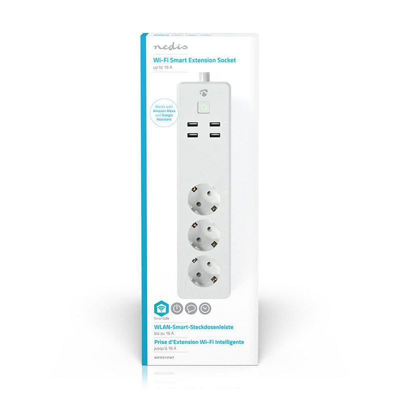 SmartLife Prodlužovací Přívod | Wi-Fi | 3x Zásuvka typu F (CEE 7/3) / 4 x USB | 16 A | 3680 W | Délka napájecího kabelu: 1.8 m | - obrázek č. 8