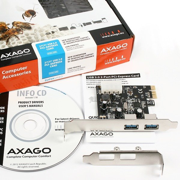 AXAGO PCI-Express adapter 2x USB3.0 Renesas + LP - obrázek č. 5