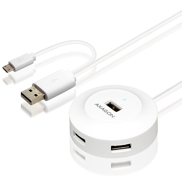 AXAGON 4x USB2.0 cable hub + micro USB OTG WHITE - obrázek č. 1