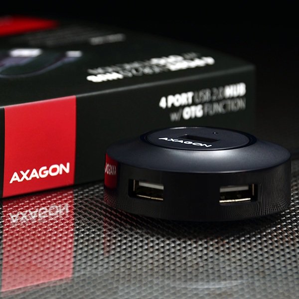 AXAGON 4x USB2.0 cable hub + micro USB OTG BLACK - obrázek č. 3