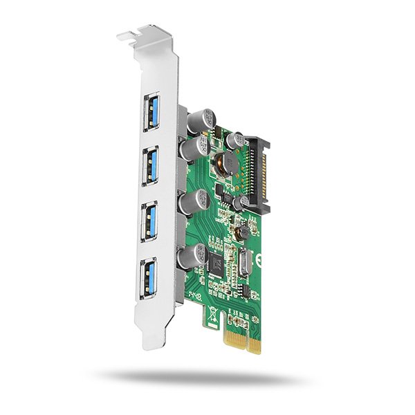 AXAGON PCEU-430V, PCIe adapter 4x USB3.0, UASP, nabíjení 3A, VIA - obrázek č. 1