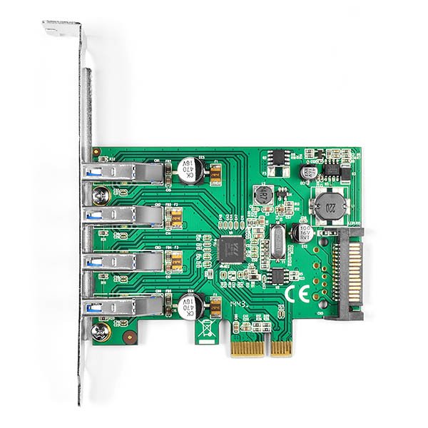 AXAGON PCEU-43V, PCIe adapter 4x USB3.0, UASP, nabíjení 3A, VIA + LP - obrázek č. 3