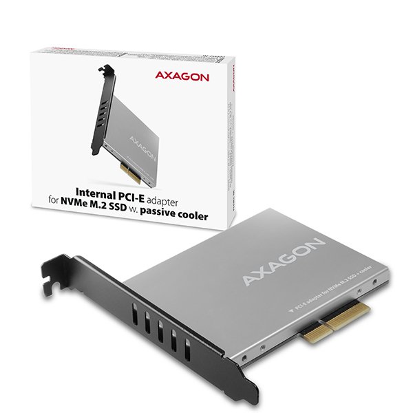 AXAGON PCEM2-NC, PCIe x4 - M.2 NVMe M-key slot adaptér, pasivní chladič - obrázek produktu
