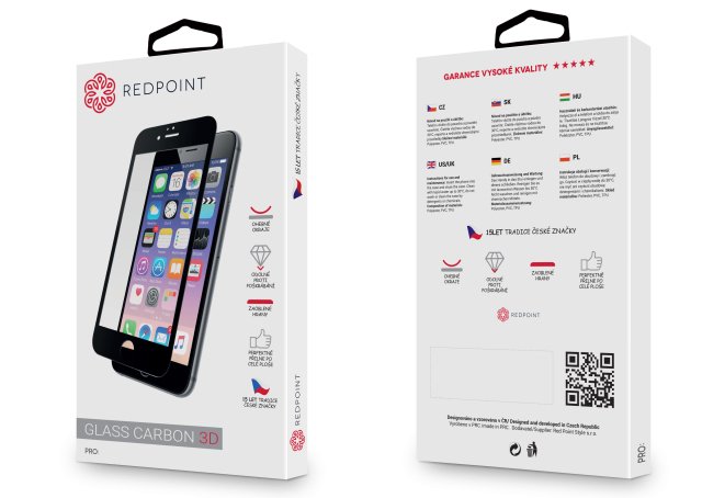 Redpoint CARBON 3D Sklo pro iPhone 7 Black - obrázek č. 1
