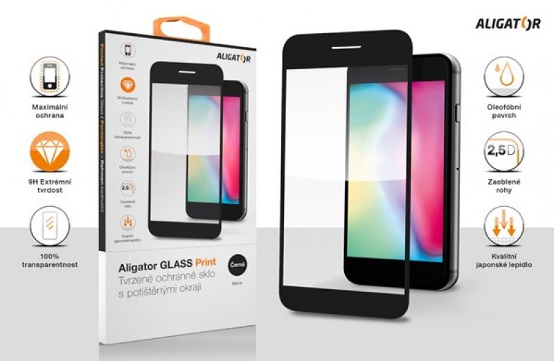 Aligator ochranné tvrzené sklo GLASS PRINT, Samsung Galaxy A54 (5G), černá, celoplošné lepení - obrázek č. 4