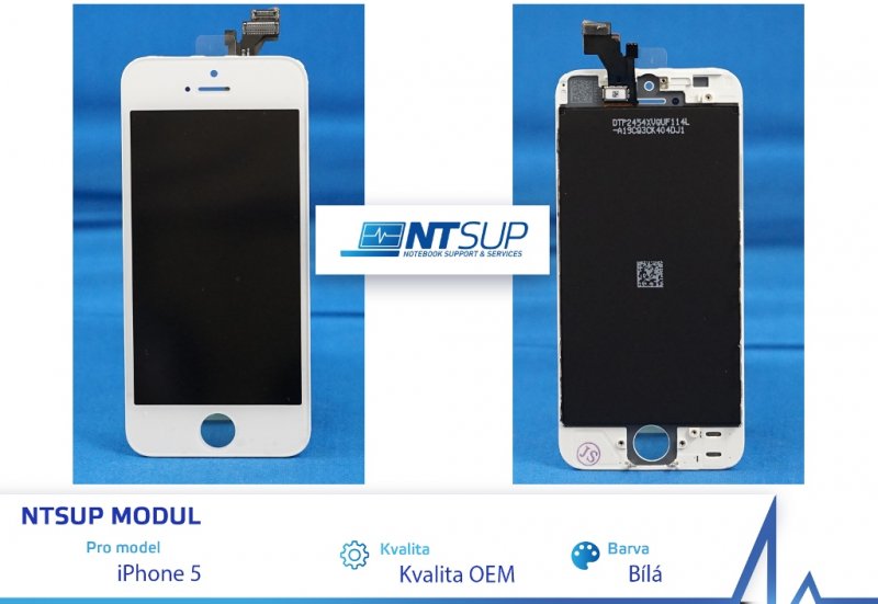 NTSUP LCD modul iPhone 5 bílý Kvalita B - obrázek produktu