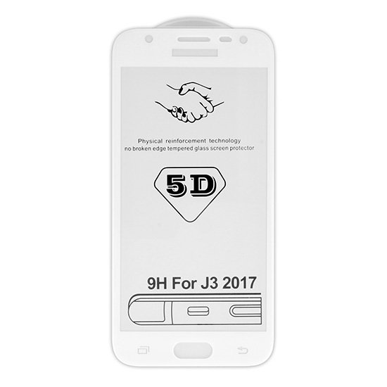 5D tvrzené sklo Samsung Galaxy J3 2017 (J330) White (FULL GLUE) - obrázek produktu