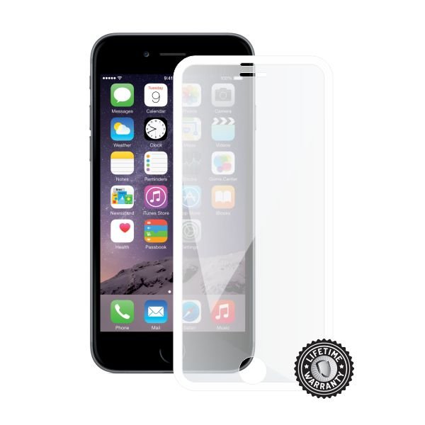 Screenshield™ APPLE iPhone 6/ 6S Tempered Glass protection display (full COVER white metalic frame) - obrázek produktu
