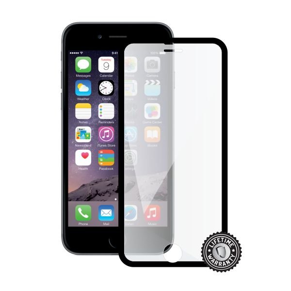 Screenshield™ APPLE iPhone 6/ 6S Tempered Glass protection display (full COVER black metalic frame) - obrázek produktu