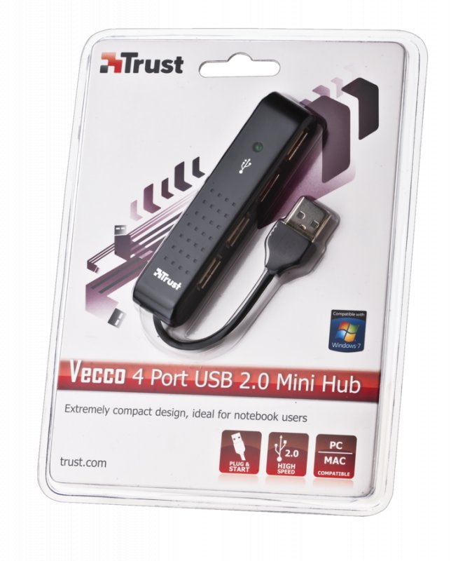 Rozbočovač TRUST 4 Port USB2 Mini HUB HU-4440p (14591) - obrázek č. 2