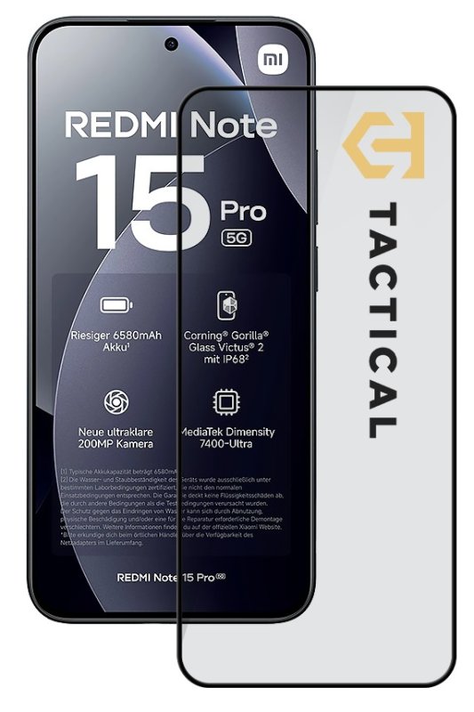 Tactical Glass Shield 5D sklo pro Xiaomi Redmi Note 15 Pro 5G Black - obrázek produktu