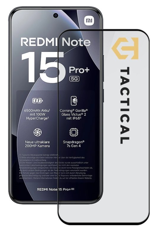 Tactical Glass Shield 5D sklo pro Xiaomi Redmi Note 15 Pro+ 4G / 5G Black - obrázek produktu