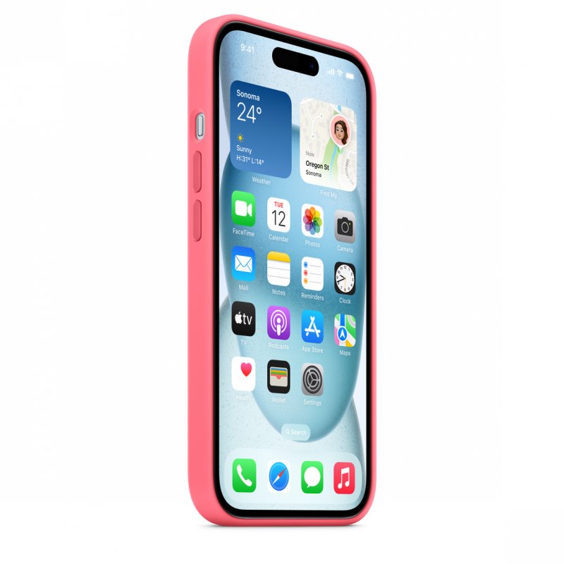iPhone 15+ Silicone Case with MS - Pink - obrázek č. 1