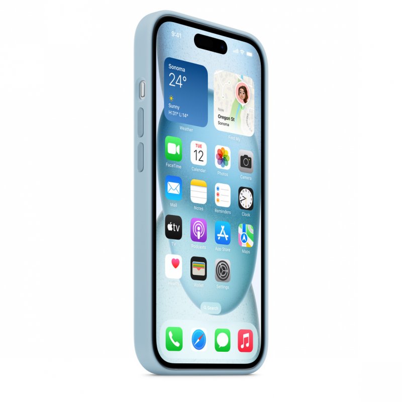 iPhone 15+ Silicone Case with MS - Light Blue - obrázek č. 1