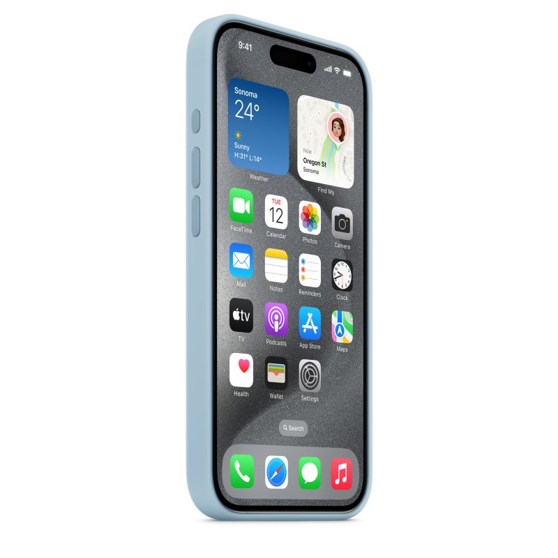 iPhone 15 Pro Silicone Case with MS - Light Blue - obrázek č. 1