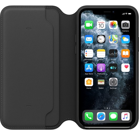 iPhone 11 Pro Leather Folio - Black - obrázek č. 2