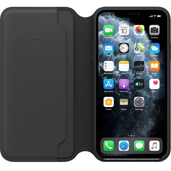 iPhone 11 Pro Max Leather Folio - Black - obrázek č. 2