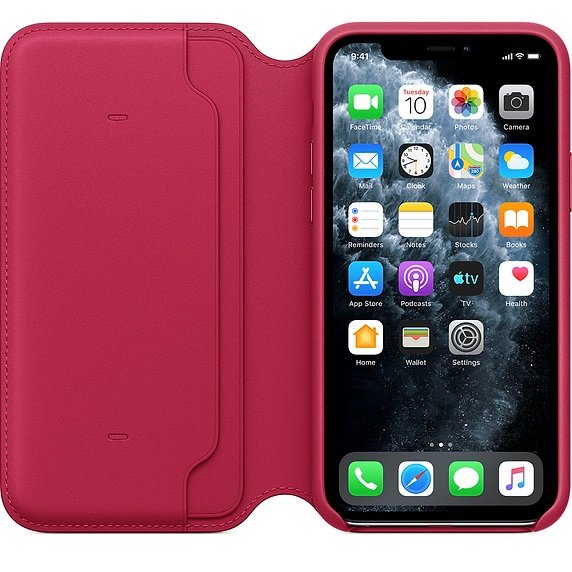 iPhone 11 Pro Max Leather Folio - Raspberry - obrázek č. 1