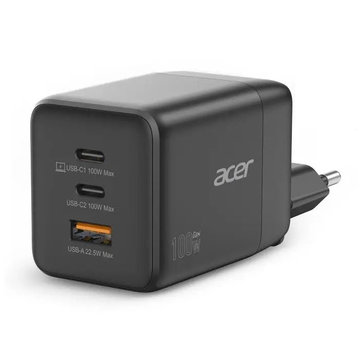 Acer GAN Charger, 2xUSBC-1xUSBA,black - obrázek produktu