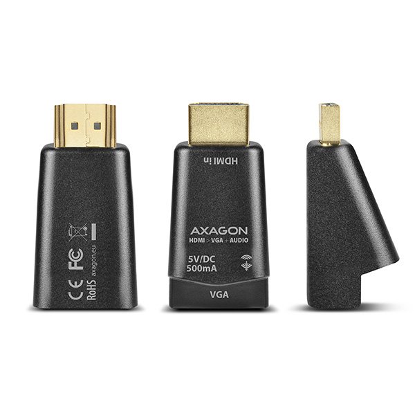 AXAGON RVH-VGAM, HDMI -> VGA MINI redukce /  adaptér, FullHD, audio výstup, micro USB nap. konektor - obrázek č. 3