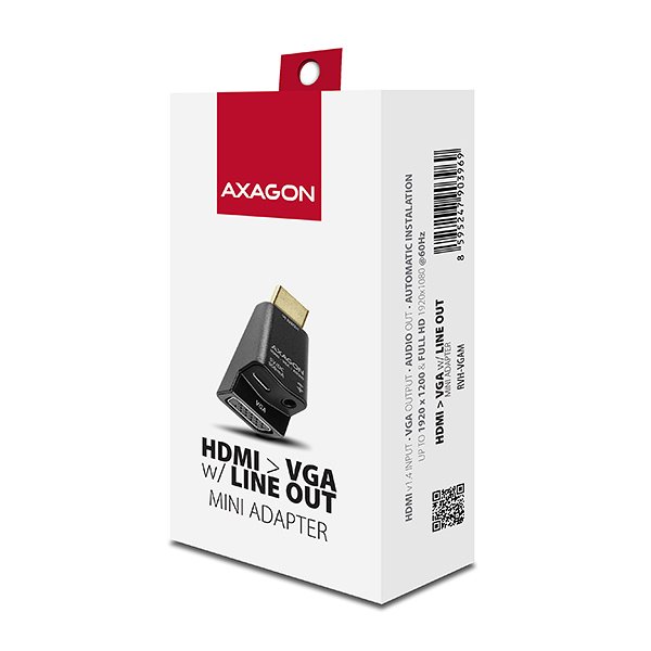 AXAGON RVH-VGAM, HDMI -> VGA MINI redukce /  adaptér, FullHD, audio výstup, micro USB nap. konektor - obrázek č. 5